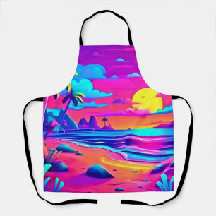 Tablier Art du coucher de soleil sur la plage de Neon
