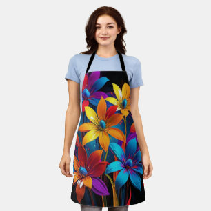Tablier Art floral coloré abstrait vibrant-32908