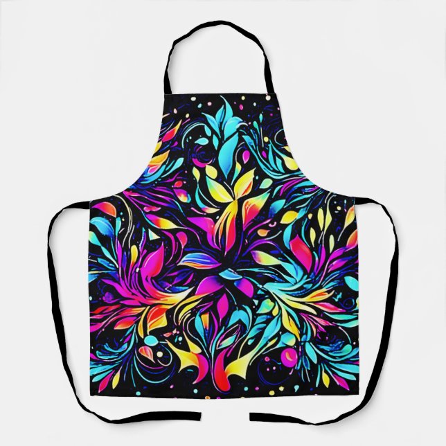 Tablier Art floral néon en explosion (Recto)