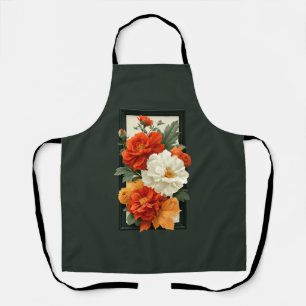 Tablier Art floral orange et blanc élégant