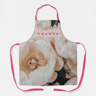 Tablier Art floral personnalisé élégant de pivoine rose pâ