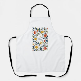 Tablier Art folklorique moderne Shana Tovah botanique 