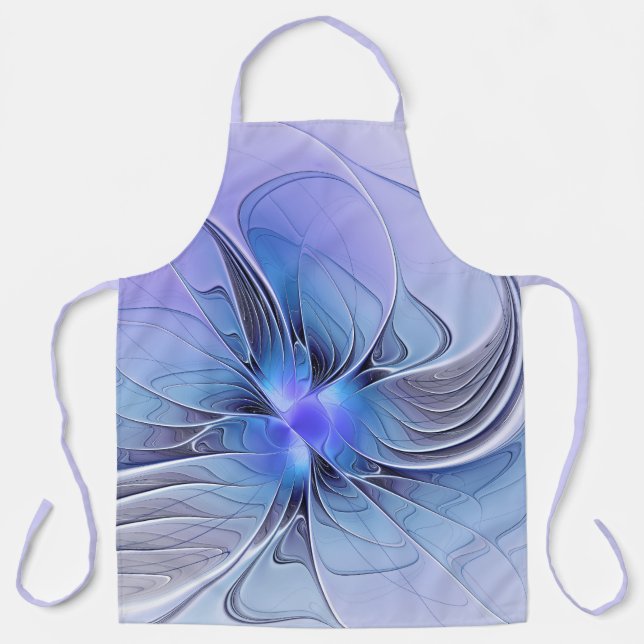 Tablier Art fractal moderne abstrait bleu lavande (Recto)