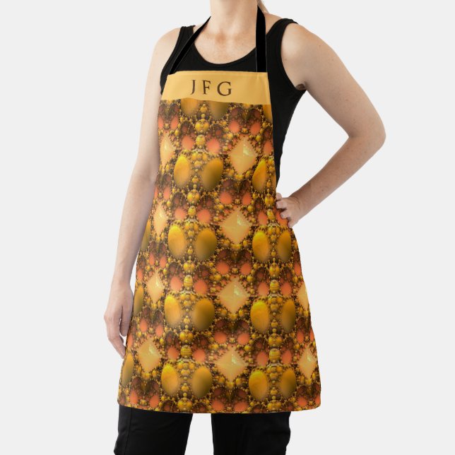 Tablier Art fractal Monogramme Jaune en Nid d'Abeille (Insitu)