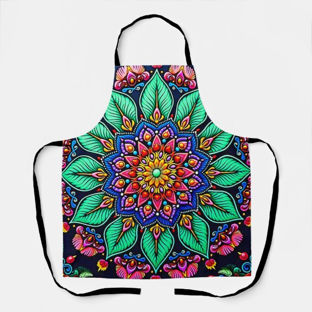 Tablier Art mandala floral vibrant (Recto)