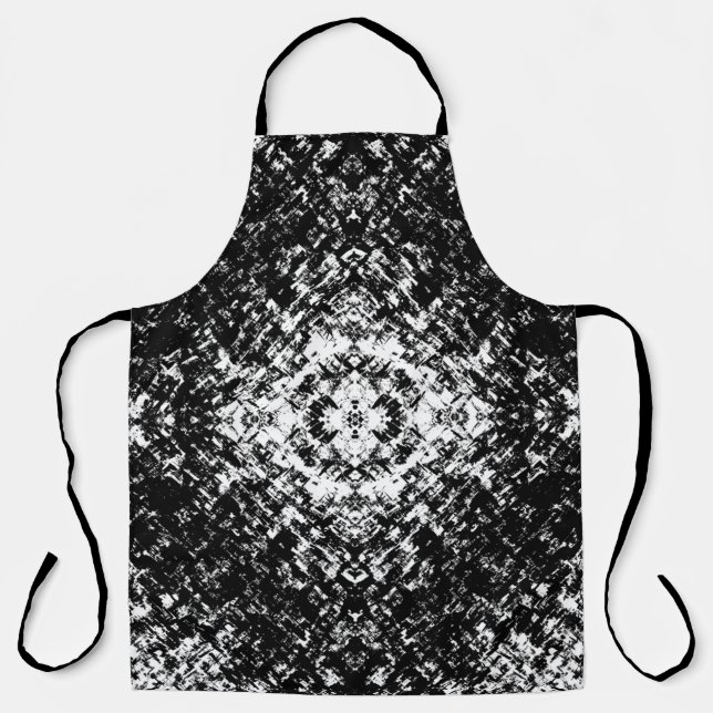 Tablier Art Moderne Abstrait Hypnotique Noir Et Blanc (Recto)