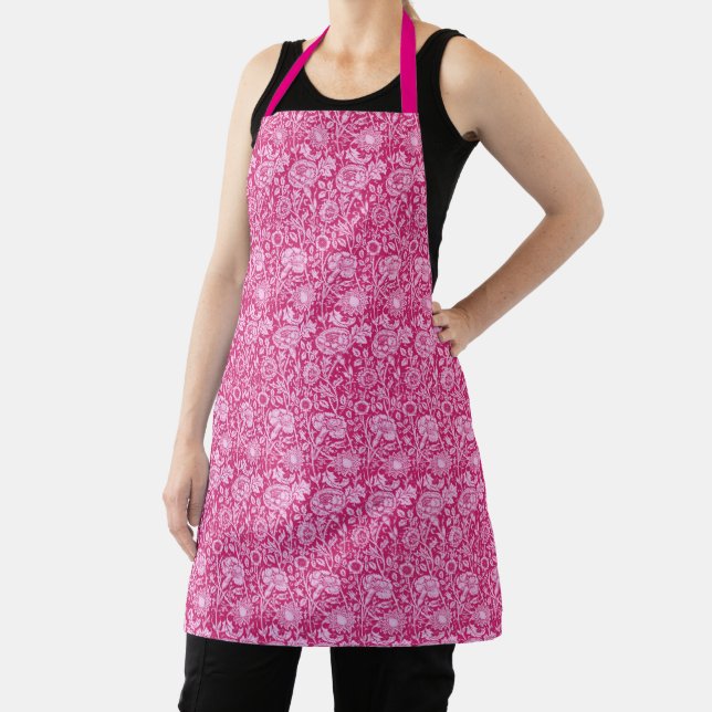 Tablier Art Nouveau Carnation Damask, Fuchsia rose (Insitu)