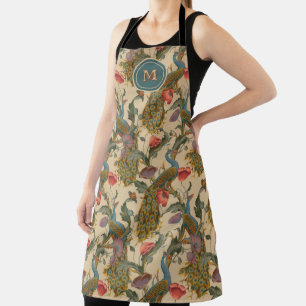 Tablier Art Nouveau vintage 1890 motif au paon