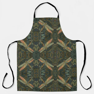 Tablier Art nouveau vintage libellule vert or