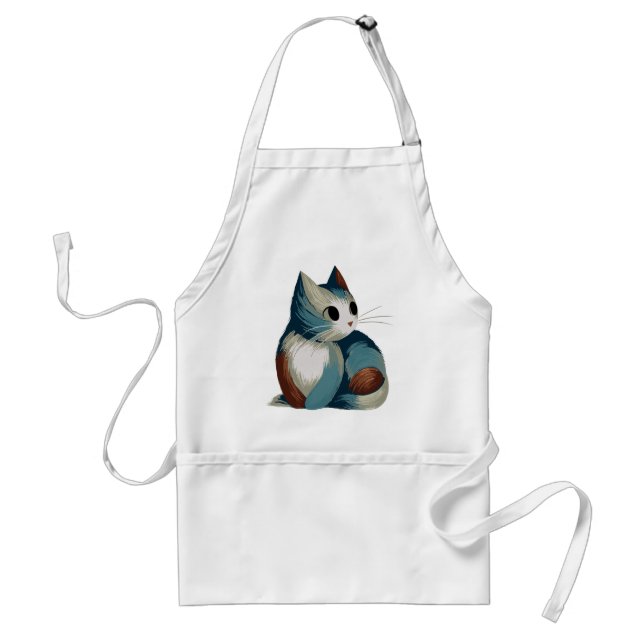 Tablier Art numérique de chat coloré (Devant)