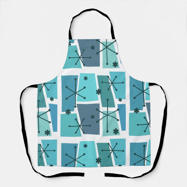 Tablier Art pop de l'âge atomique Turquoise (Recto)
