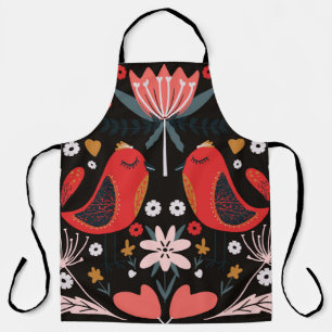 Tablier art populaire scandinave coloré motif avec flore