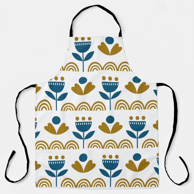 Tablier Art populaire scandinave, motif coloré. (Recto)