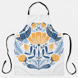 Tablier Art populaire scandinave ornement floral