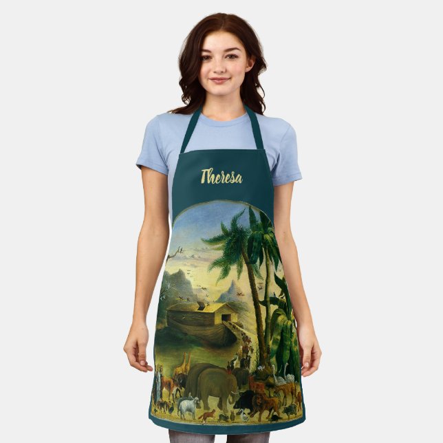 Tablier Art populaire victorien ancien, L'Arche de Noé par (Porté)