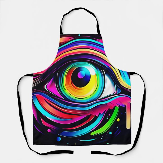 Tablier Art Psychédélique Vibrant de l'Œil (Recto)