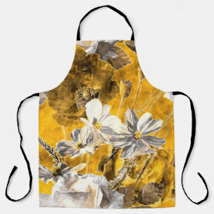 Tablier art vintage aquarelle monochrome floral transparen
