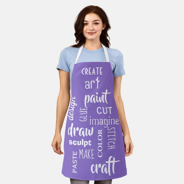 Tablier Art Words Purple Apron (Porté)