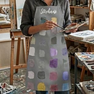 Tablier Artiste Aquarelle Personnalisé Gris