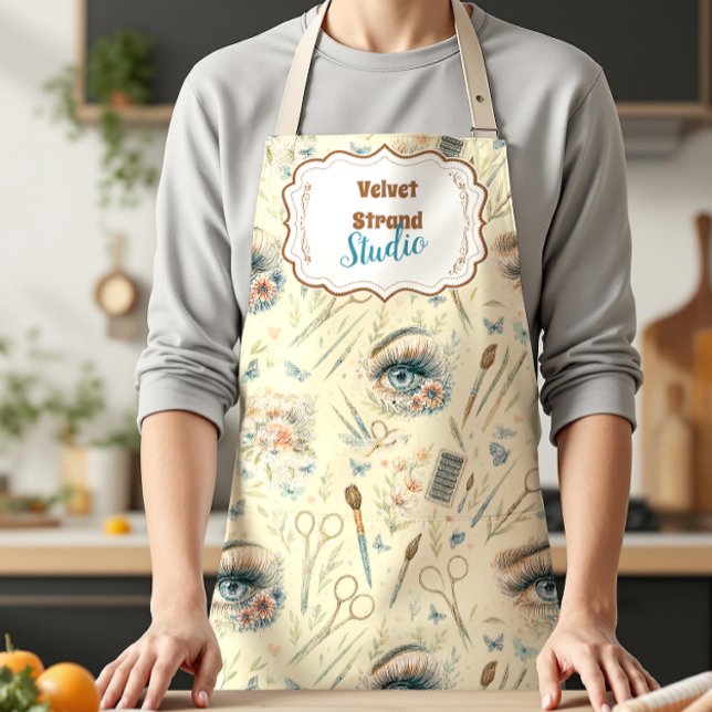 Tablier Artiste de cils à l'aquarelle Studio de beauté flo (Créateur téléchargé)
