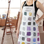 Tablier Artiste Personnalisé<br><div class="desc">Ce tablier est décoré d'un motif d'échantillons de couleurs dans des tons doux et muets. Parfait pour un artiste ou quelqu'un qui aime peindre. Personnalisez cet tablier avec votre nom ou votre monogramme. Parce que nous créons nos oeuvres, vous ne trouverez pas ce design exact d’autres designers. Aquarelle originale ©...</div>