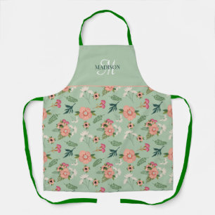 Tablier Assez Moderne Monogramme Floral Rose