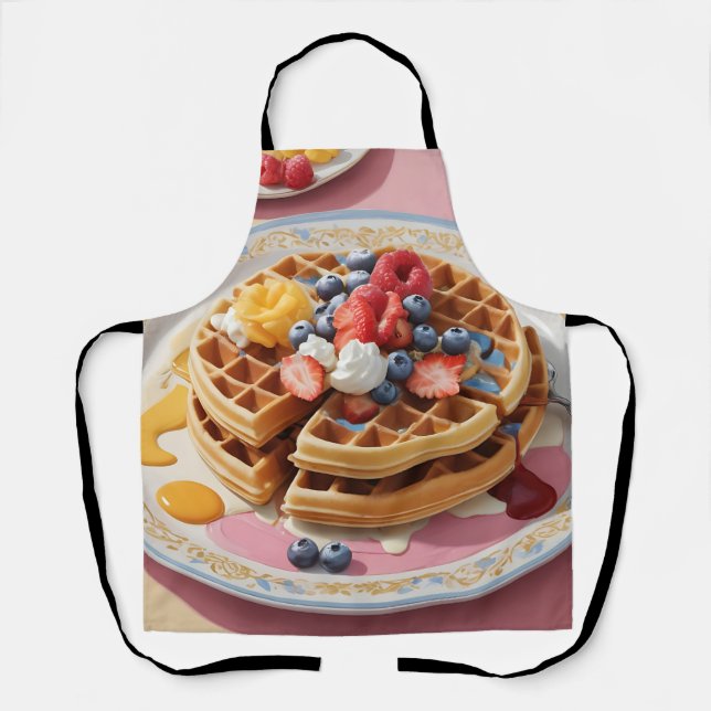 Tablier Assiette de petit-déjeuner gaufre aux fruits rouge (Recto)