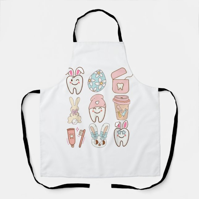Tablier Assistant Dentaire de Pâques Dentiste Tooth Bunny  (Recto)