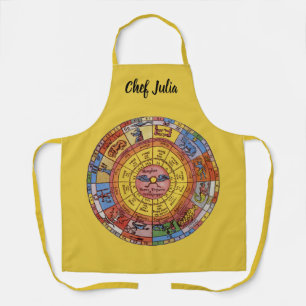Tablier Astrologie Vintage, Roue du Zodiaque Céleste Antiq