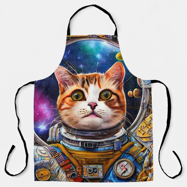 Tablier Astronaut de chat spatial amusant (Recto)