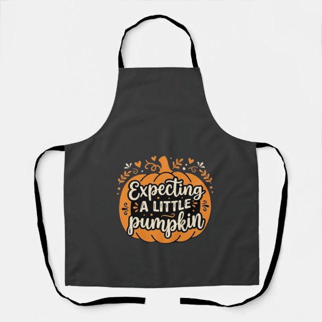 Tablier Attendant un Petit Citrouille Halloween Grossesse  (Recto)