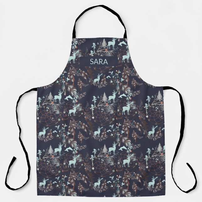 Tablier Attrape-rêves à motif de la forêt bohème (Recto)