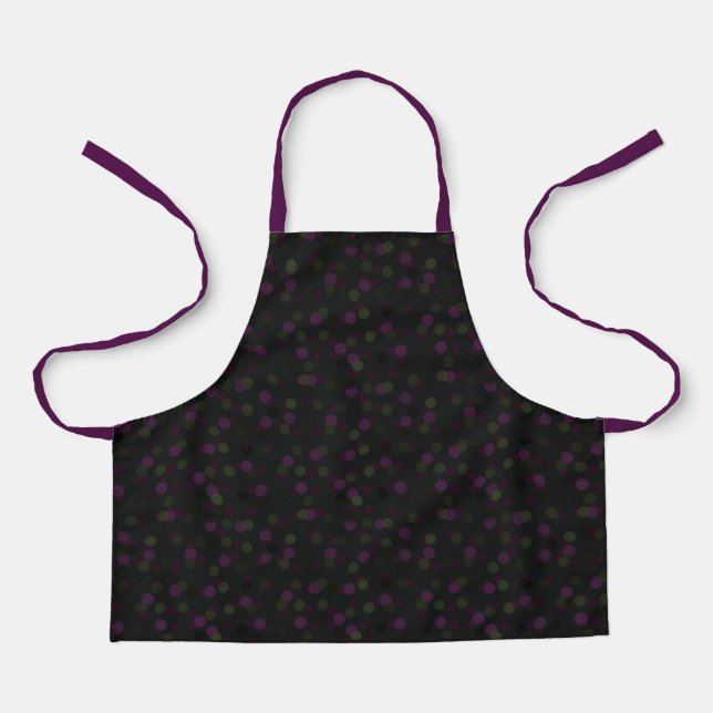 Tablier aubergine, violet foncé, olive et pois noirs (Recto)