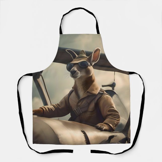 Tablier Aussie Kangaroo Avion Pilote, (Recto)