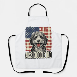 Tablier Aussiedoodle Dad Patriotic Vintage Dog Shirt Desig