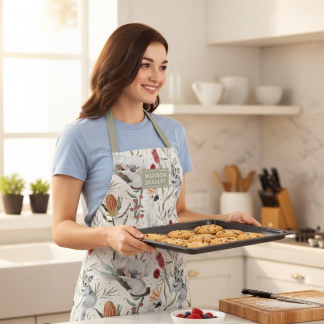 Tablier Australien Koala Cockatoos Proteas Personnalisé (Créateur téléchargé)