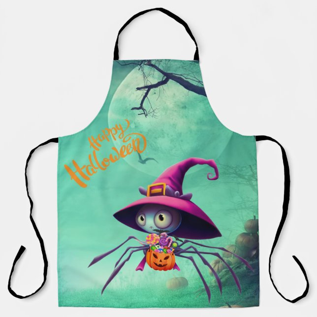 Tablier Automne/araignée/sorcier/halloween (Recto)