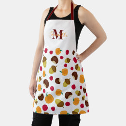 Tablier Automne Citrouille Berries Motif Monogramme Nom