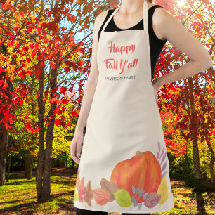 Tablier Automne Citrouille Feuilles Happy Fall Nom de fami