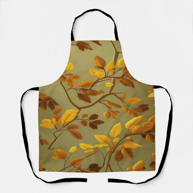 Tablier Automne doré : Un Motif feuille 3D transparent (Recto)