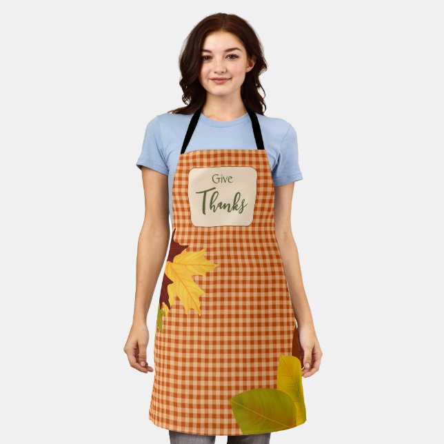 Tablier Automne En vichy Thanksgiving Apron (Porté)