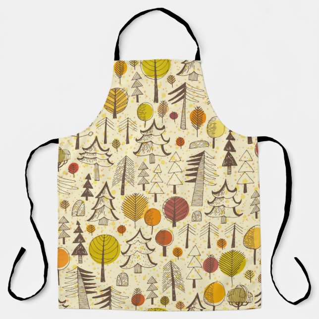 Tablier Automne. Motif sans couture avec forêt, dos d'auto (Recto)