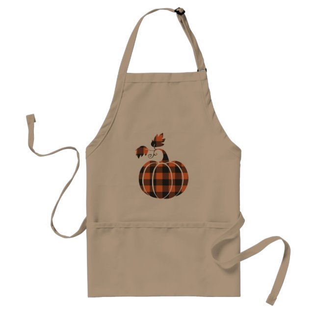 Tablier Automne Orange Et Noir Plaid Automne Citrouille (Devant)