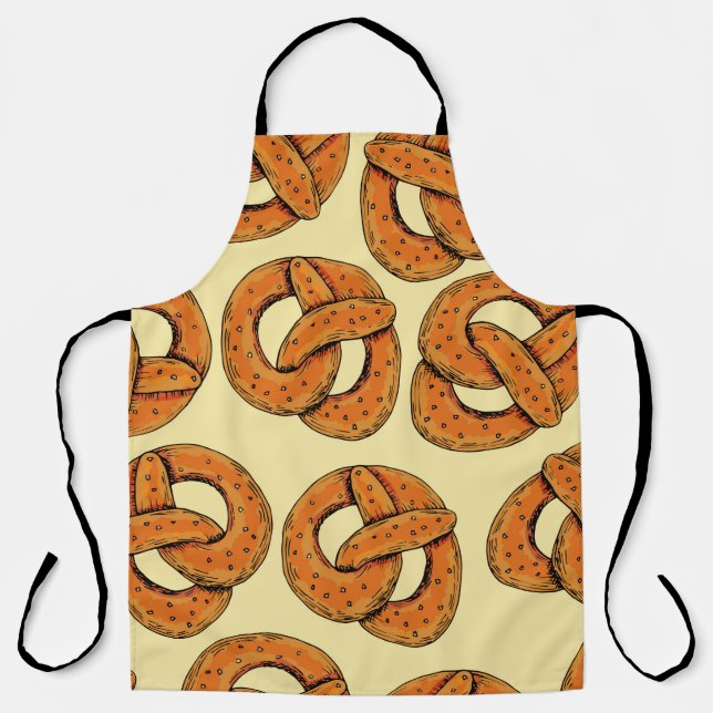 Tablier Automne sans couture motif avec bretzels, octobre  (Recto)