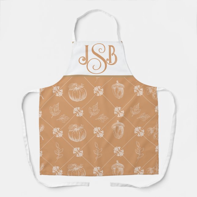 Tablier Autumnal Personnalisable Porton Monogramme - Orang (Recto)