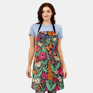 Tablier aux fleurs sauvages scandinaves abstraites