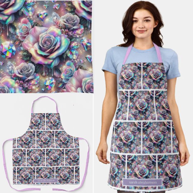 Tablier aux Roses Iridescentes Féminines et Goutte (Créateur téléchargé)