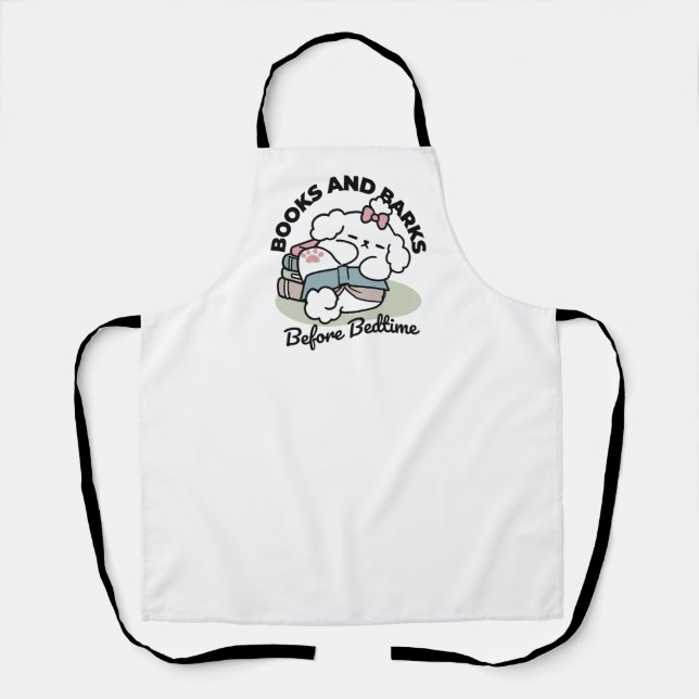 Tablier Avant le coucher avec ma chienne - Livre et Amoure (Recto)