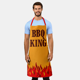 Tablier avec la phrase BBQ King Red Flames Cookout