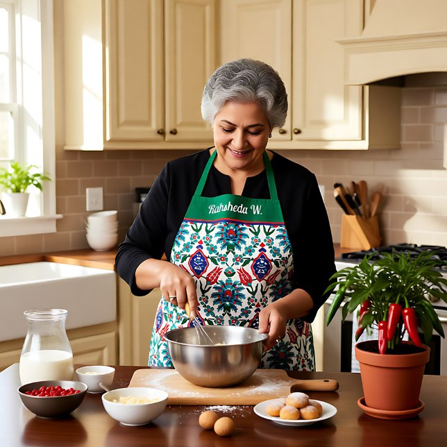 Tablier Avec le nom 💙 ❤️ 💚 Belles tuiles turques (With name 💙❤️💚 Beautiful Turkish tiles Apron)